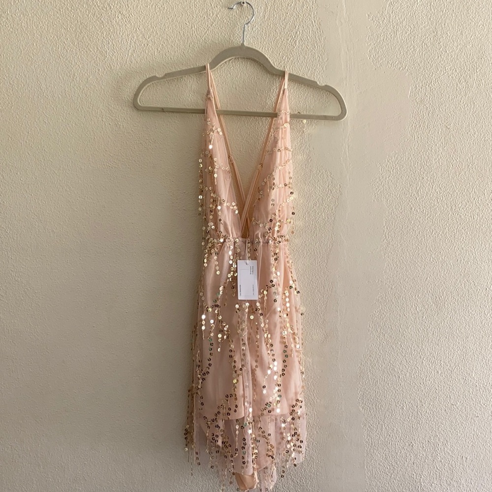 A dress, rose gold, casual elegant